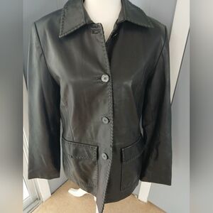Women's Black Leather Jacket LEATHER Sound 42EU/10US.    FL